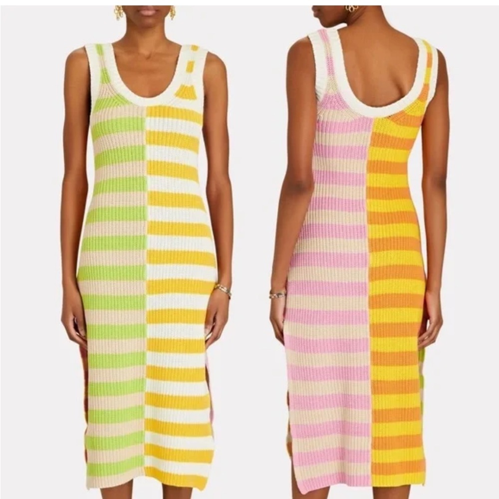 NWT Staud Seashore Capri Striped Ribbed Knit Tank Sweater Midi Dress - M